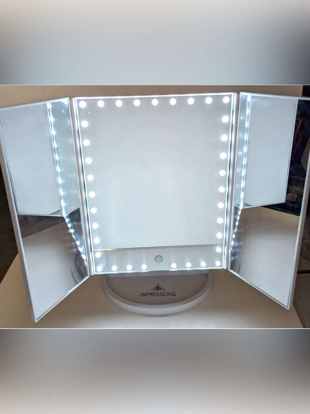 Impressions Tri Fold Make Up Mirror LED Touchscreen